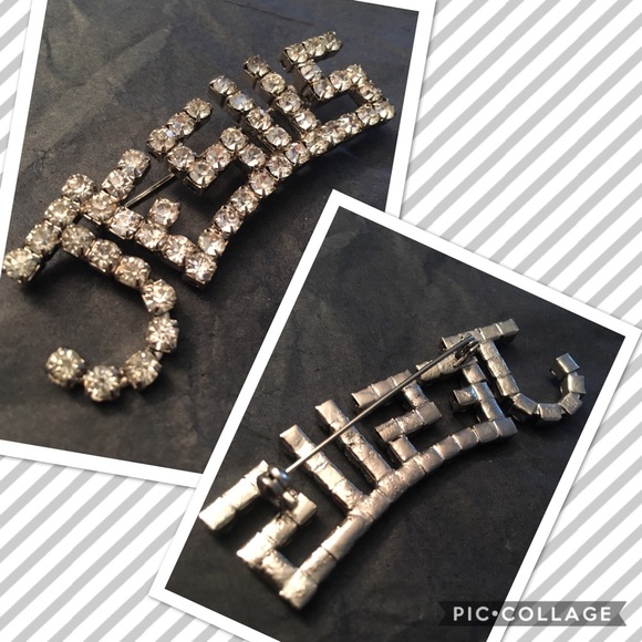 Silver Toned & Rhinestone Brooch - Picture 2 of 4
